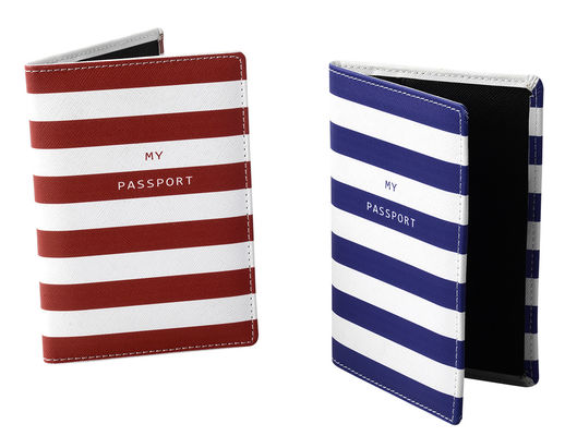 สี่เหลี่ยม เนื้อผ้ารูปแบบ PU ผู้ถือหนังสือเดินทางที่มี ID Window