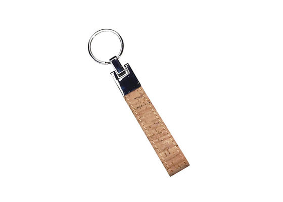 พวงกุญแจหนังธรรมดา Cork 12mm Bulk Leather Keychains ของขวัญโฆษณาของที่ระลึก