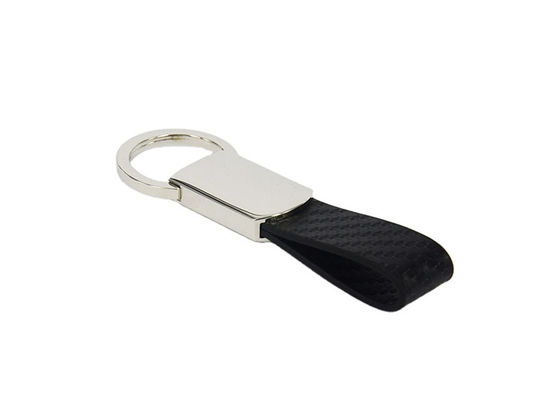 พวงกุญแจหนังคาร์บอนไฟเบอร์ PU โลหะถักพวงกุญแจหนัง Snap Hook
