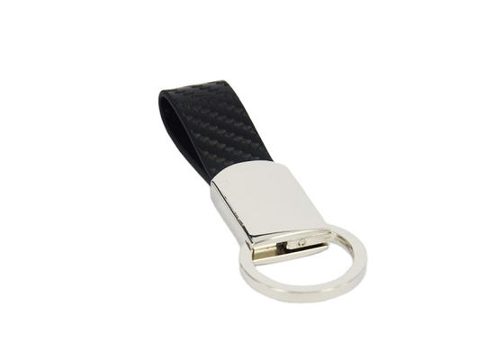 พวงกุญแจหนังคาร์บอนไฟเบอร์ PU โลหะถักพวงกุญแจหนัง Snap Hook