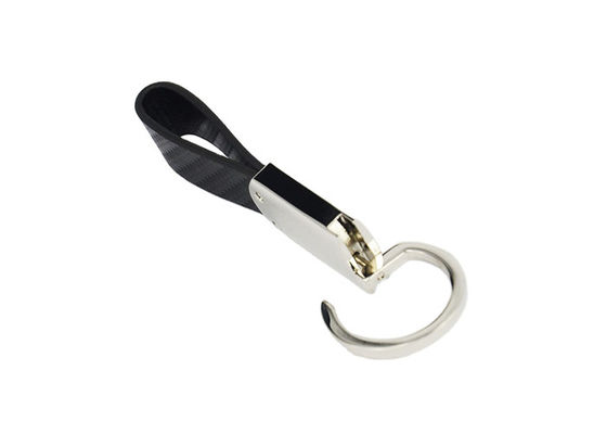 พวงกุญแจหนังคาร์บอนไฟเบอร์ PU โลหะถักพวงกุญแจหนัง Snap Hook