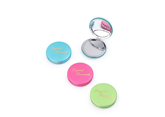 Macaron โปรโมชั่นกระจกกระเป๋าเครื่องสำอาง PU กระจกกระเป๋าถือขนาดกะทัดรัด