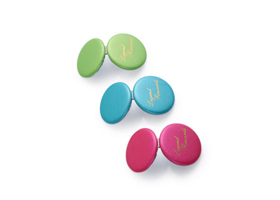 Macaron โปรโมชั่นกระจกกระเป๋าเครื่องสำอาง PU กระจกกระเป๋าถือขนาดกะทัดรัด