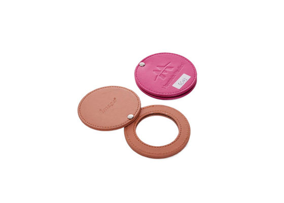 กระจกพกพาเครื่องสำอางหมุนได้ PU Leather Small Purse Mirror