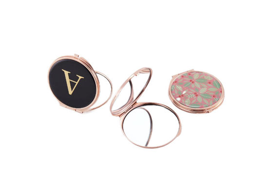 ABS Metal Rose Gold กระจกกระเป๋าเครื่องสำอาง Pantone กระจกพับขนาดเล็ก