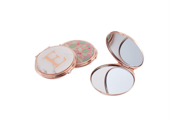 ABS Metal Rose Gold กระจกกระเป๋าเครื่องสำอาง Pantone กระจกพับขนาดเล็ก