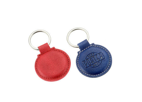 Debossing โลโก้ PU Leather Key Chains Holder รอบ 6.5mm ความหนา