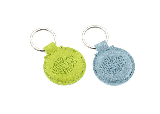 Debossing โลโก้ PU Leather Key Chains Holder รอบ 6.5mm ความหนา
