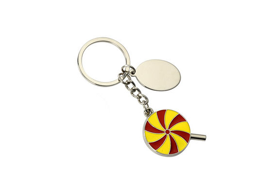 Lollipop Enamel พวงกุญแจโลหะน่ารักสีน้ำมัน Silver Letter Keyring Iron
