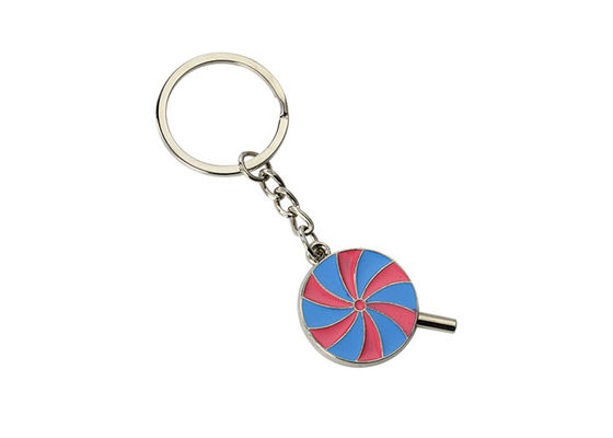 Lollipop Enamel พวงกุญแจโลหะน่ารักสีน้ำมัน Silver Letter Keyring Iron