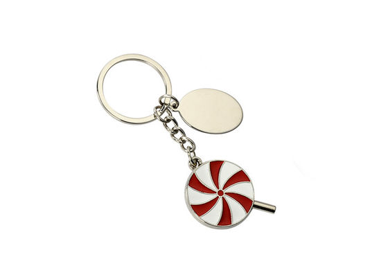 Lollipop Enamel พวงกุญแจโลหะน่ารักสีน้ำมัน Silver Letter Keyring Iron