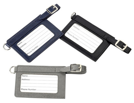โลหะ PU แท็กกระเป๋าหนังส่วนบุคคล สี่เหลี่ยมผืนผ้า Cool Metal Baggage Tag