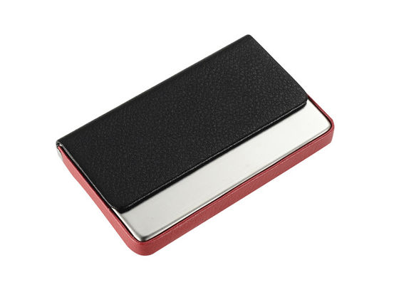 ยี่ห้อ Magnetic Card Case หนัง PU โลหะผสมสังกะสีผู้ถือบัตรโลหะ Name