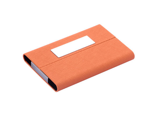 Debossing Name Card Holder Magnetic Closure Zinc Alloy Pu Leather Card Holder