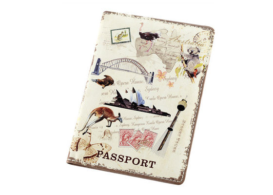การพิมพ์หนังสือเดินทาง PU ปกหนังโลโก้นูนส่วนบุคคล Passport Wallet