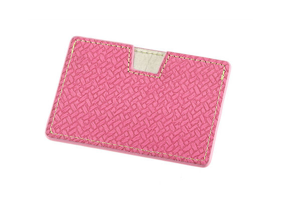 กระเป๋าใส่บัตรเครดิตรูปสี่เหลี่ยมผืนผ้า PU Leather Weave Wallet Debossing Logo