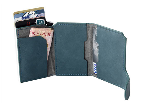 กระเป๋าสตางค์คลิปเงินหนัง PU และผู้ถือบัตรเครดิต Rfid Blocking Customized