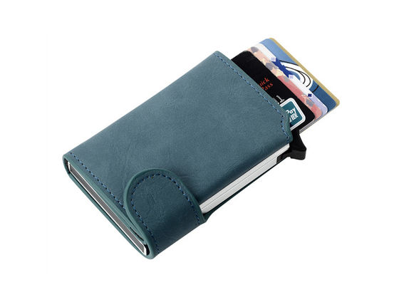กระเป๋าสตางค์คลิปเงินหนัง PU และผู้ถือบัตรเครดิต Rfid Blocking Customized