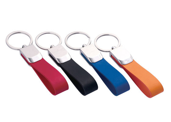 โลหะผสมสังกะสีที่ใส่กุญแจมินิสายหนัง PU พวงกุญแจ Custom Keyring