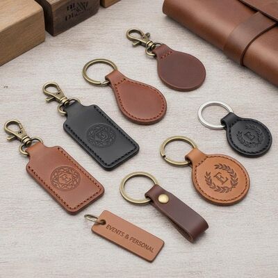 ราคาดี Keychain สายกุญแจหนังที่มีเครื่องฉลากเลเซอร์ การปรับแต่งโลโก้ เลือกฉลากหรือการฉลาก ออนไลน์